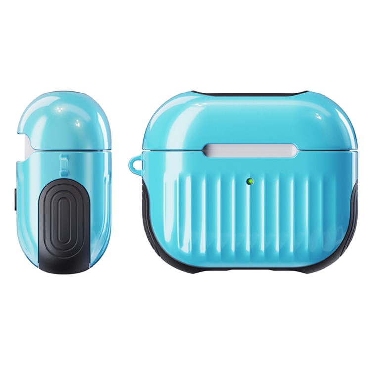 Suitcase Style Glossy Rubberized PC + TPU Earphone Charging Box Protective Cover Case for Apple AirPods 3 - Baby Blue