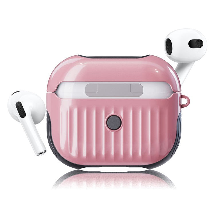 Suitcase Style Glossy Rubberized PC + TPU Earphone Charging Box Protective Cover Case for Apple AirPods 3 - Pink