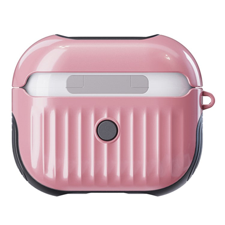 Suitcase Style Glossy Rubberized PC + TPU Earphone Charging Box Protective Cover Case for Apple AirPods 3 - Pink