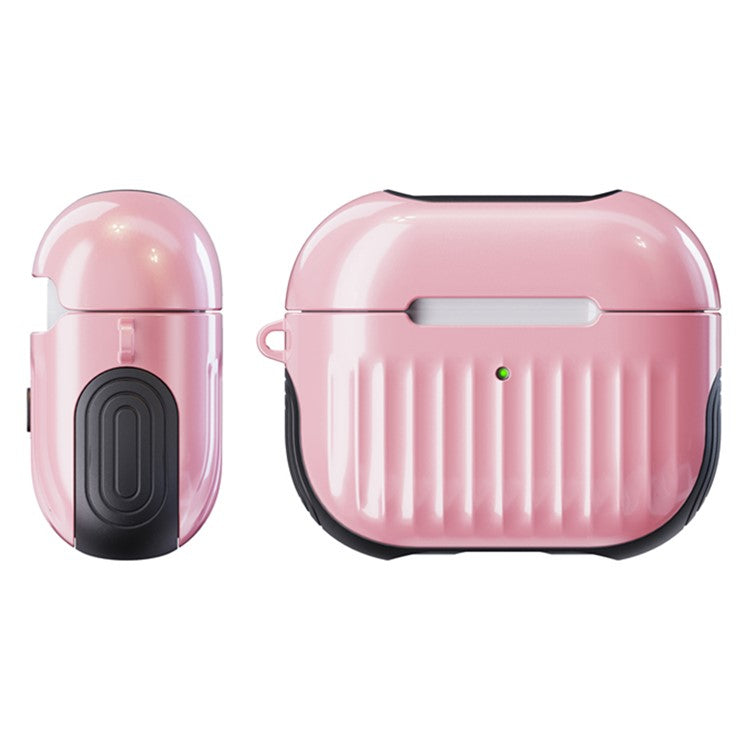 Suitcase Style Glossy Rubberized PC + TPU Earphone Charging Box Protective Cover Case for Apple AirPods 3 - Pink