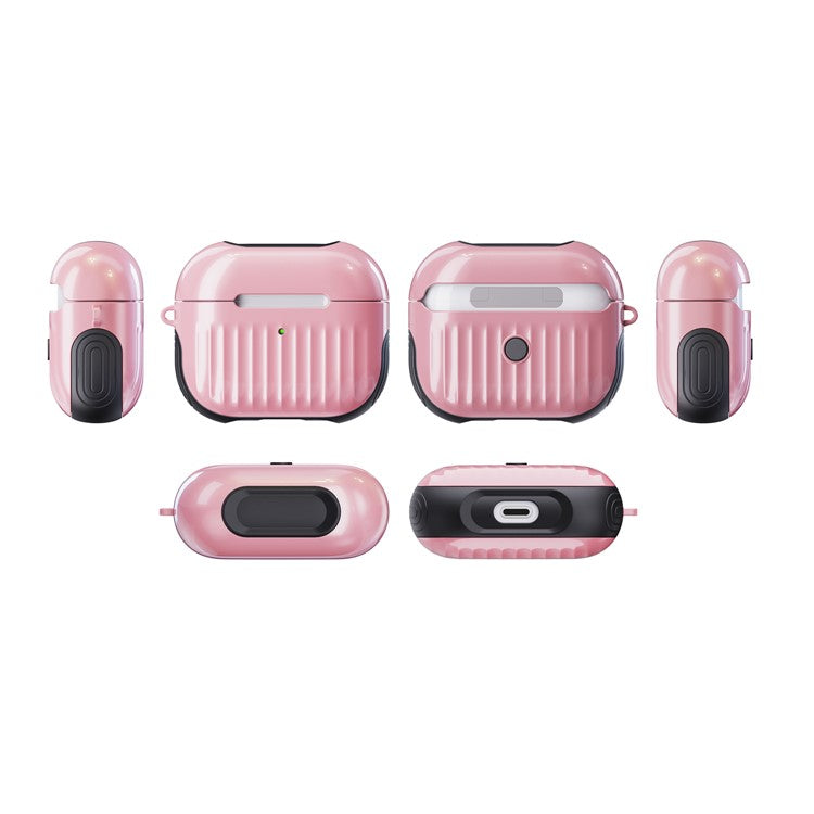 Suitcase Style Glossy Rubberized PC + TPU Earphone Charging Box Protective Cover Case for Apple AirPods 3 - Pink