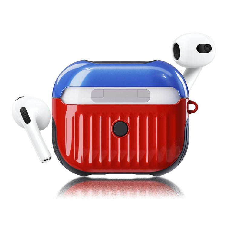 Suitcase Style Glossy Rubberized PC + TPU Earphone Charging Box Protective Cover Case for Apple AirPods 3 - Red/Blue