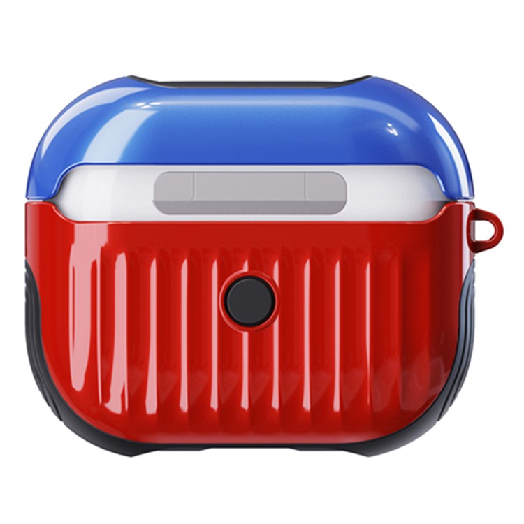 Suitcase Style Glossy Rubberized PC + TPU Earphone Charging Box Protective Cover Case for Apple AirPods 3 - Red/Blue