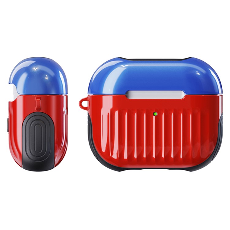 Suitcase Style Glossy Rubberized PC + TPU Earphone Charging Box Protective Cover Case for Apple AirPods 3 - Red/Blue