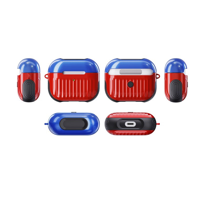 Suitcase Style Glossy Rubberized PC + TPU Earphone Charging Box Protective Cover Case for Apple AirPods 3 - Red/Blue