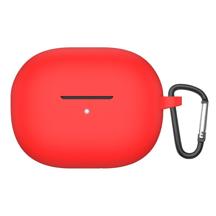 Soft Silicone Shockproof Earphone Case with Carabiner for Xiaomi Redmi Buds 3 Youth Edition - Red