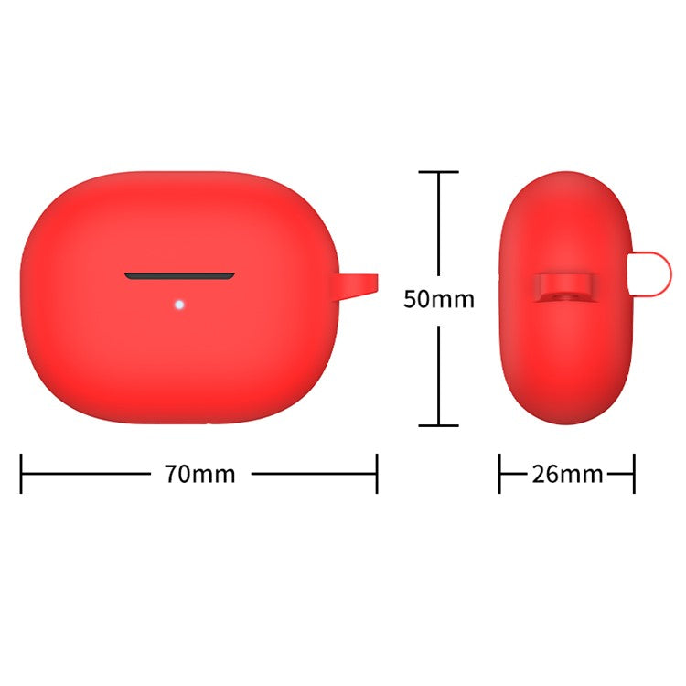 Soft Silicone Shockproof Earphone Case with Carabiner for Xiaomi Redmi Buds 3 Youth Edition - Red