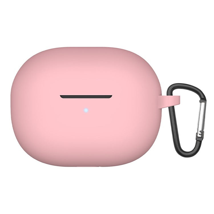 Soft Silicone Shockproof Earphone Case with Carabiner for Xiaomi Redmi Buds 3 Youth Edition - Pink