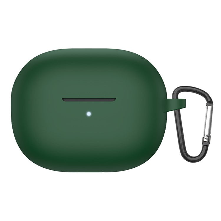 Soft Silicone Shockproof Earphone Case with Carabiner for Xiaomi Redmi Buds 3 Youth Edition - Midnight Green