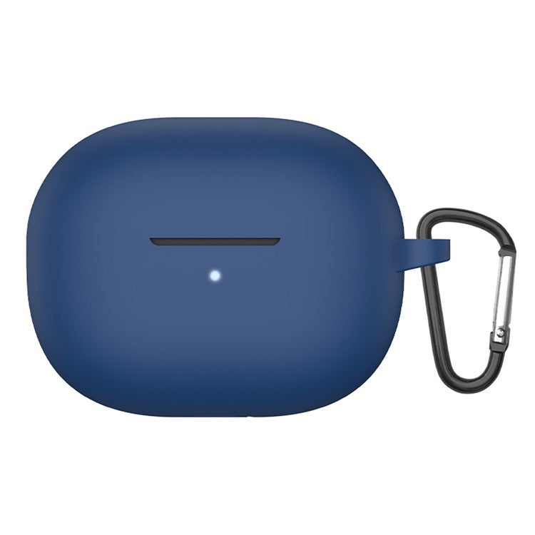 Soft Silicone Shockproof Earphone Case with Carabiner for Xiaomi Redmi Buds 3 Youth Edition - Midnight Blue