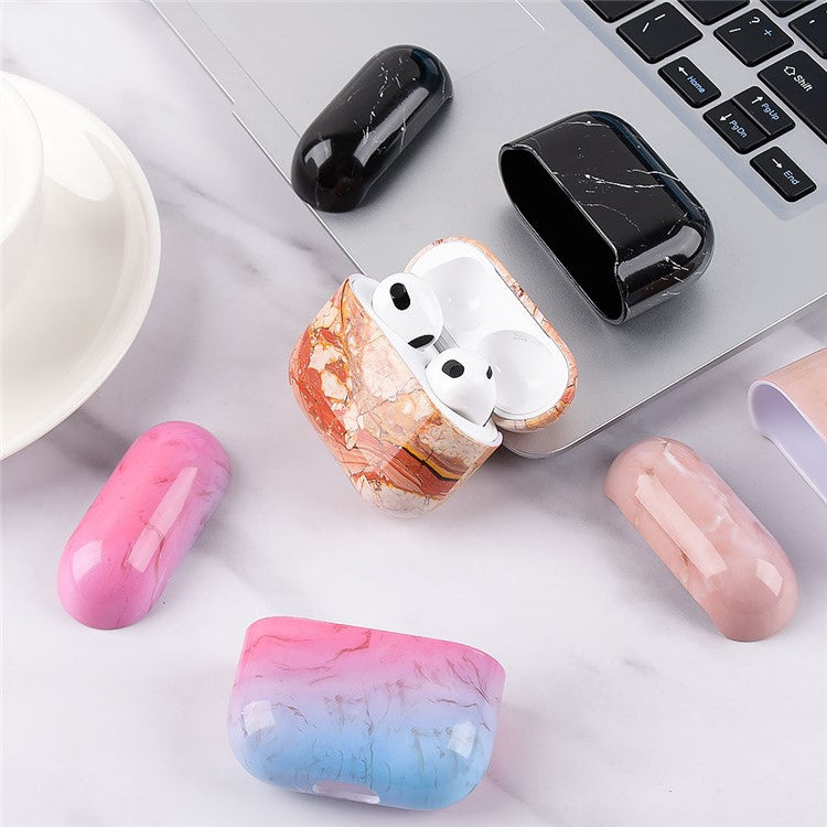 Marble Pattern Dust-proof Hard PC Earphone Charging Box Protective Case Anti-fall Cover for Apple AirPods 3 - S09