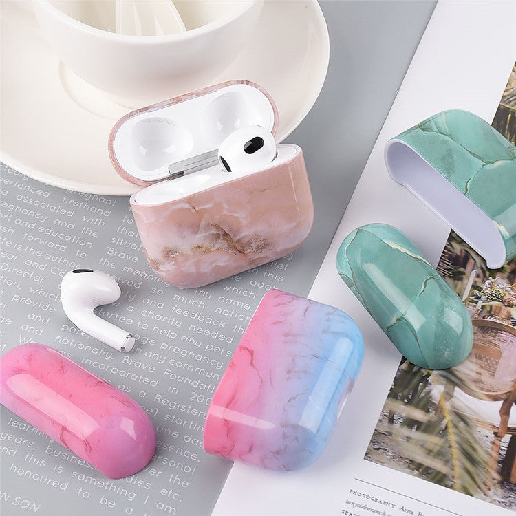 Marble Pattern Dust-proof Hard PC Earphone Charging Box Protective Case Anti-fall Cover for Apple AirPods 3 - S09