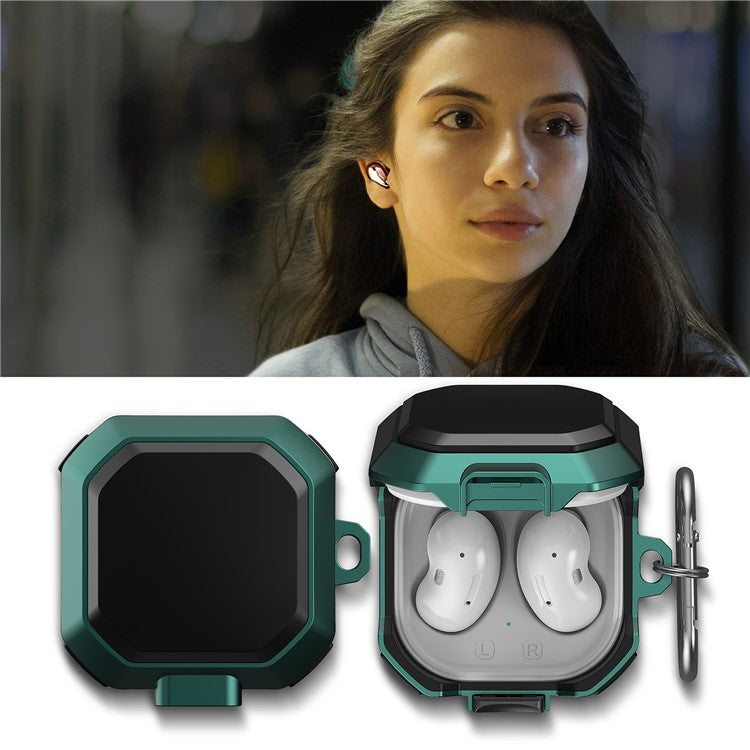 Snap-on Lid Design Anti-drop Wireless Earphone Protective Cover Case with Hanging Buckle for Samsung Galaxy Buds2/Live/Pro - Style 2