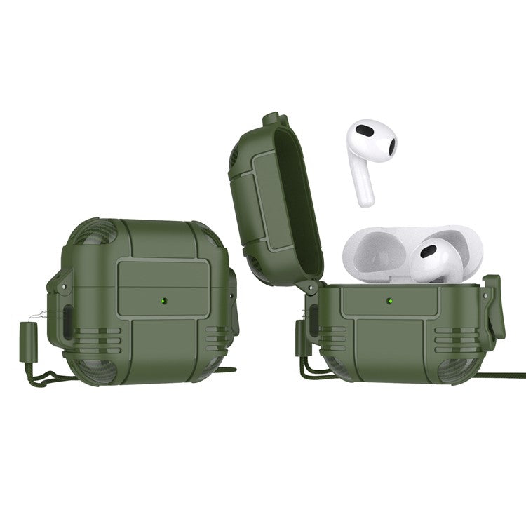 Fashionable Textured Cover Shell Flexible TPU Protective Cover Case for Apple AirPods 3 - Army Green