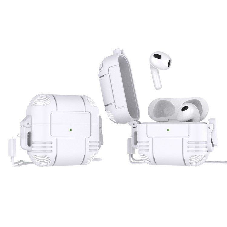 Fashionable Textured Cover Shell Flexible TPU Protective Cover Case for Apple AirPods 3 - White