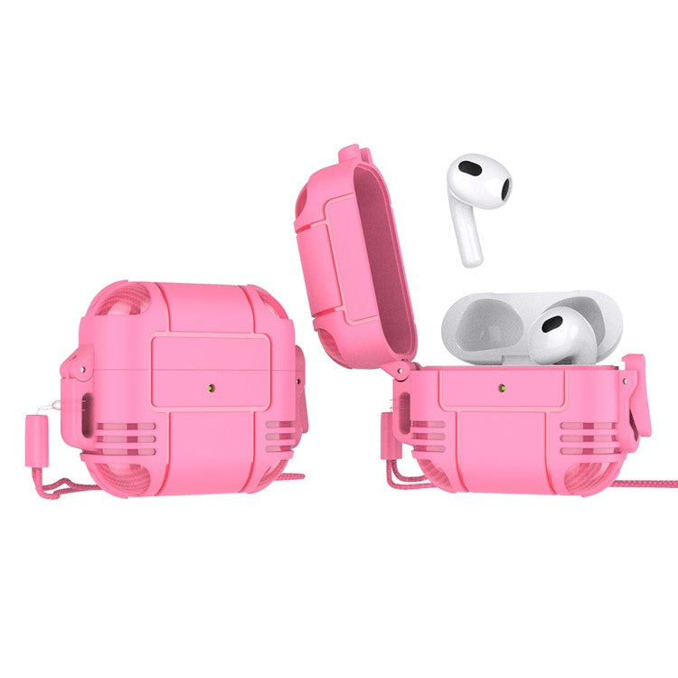 Fashionable Textured Cover Shell Flexible TPU Protective Cover Case for Apple AirPods 3 - Pink