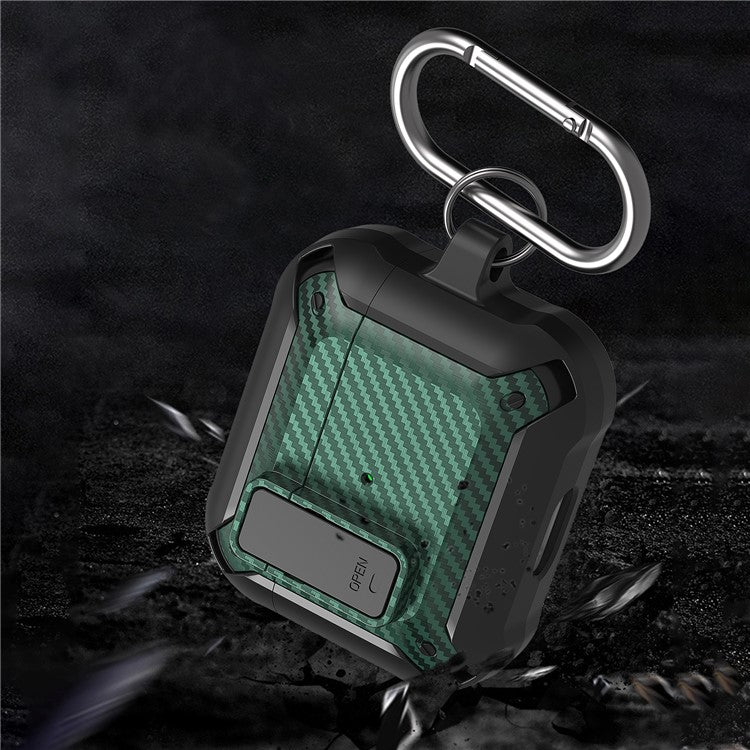 Snap-on Lid Design Carbon Fiber Texture Bluetooth Earphone Protective Cover Case for AirPods 3 - Style 2