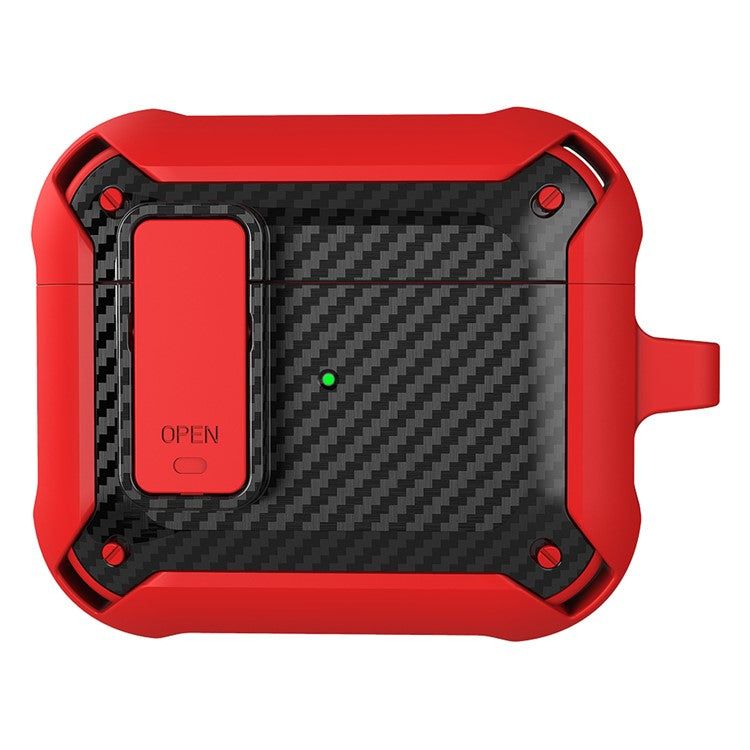 Snap-on Lid Design Carbon Fiber Texture Bluetooth Earphone Protective Cover Case for AirPods 3 - Style 4