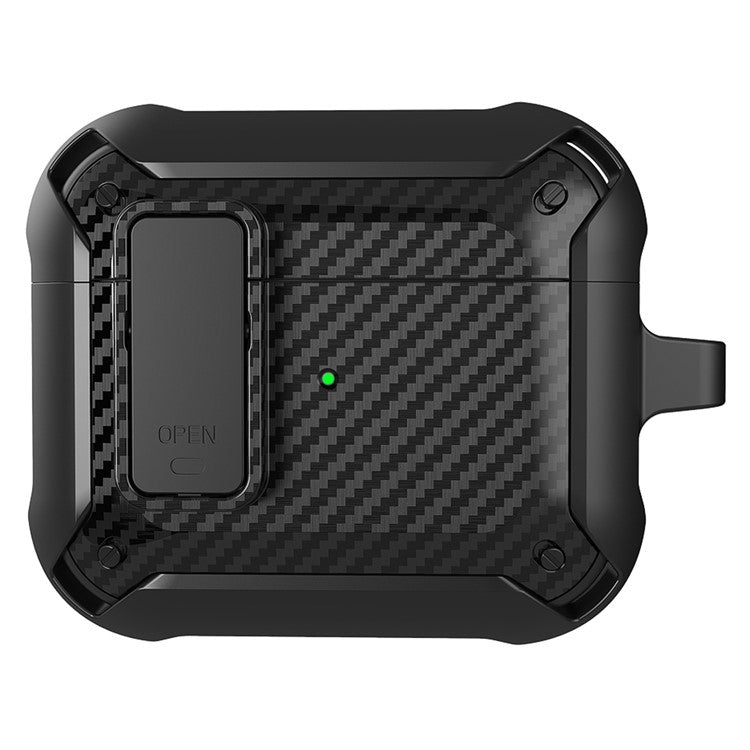 Snap-on Lid Design Carbon Fiber Texture Bluetooth Earphone Protective Cover Case for AirPods 3 - Style 6