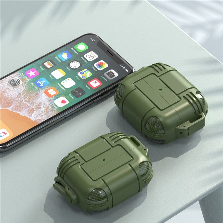 Stylish Bluetooth Earphone TPU Anti-drop Protective Cover Shell with Lanyard for AirPods Pro - Army Green