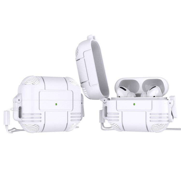 Stylish Bluetooth Earphone TPU Anti-drop Protective Cover Shell with Lanyard for AirPods Pro - White