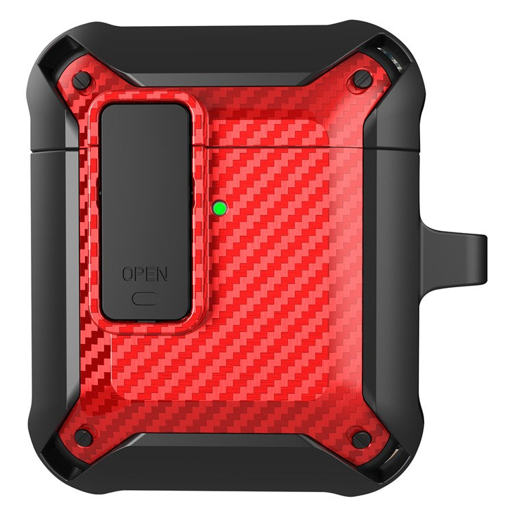 Portable 2 in 1 TPU + PC Frame Earbuds Case Cover Shock-resistant Earphone Charging Case Cover Anti-drop Protective Case for AirPods 1/2 - Black/Red