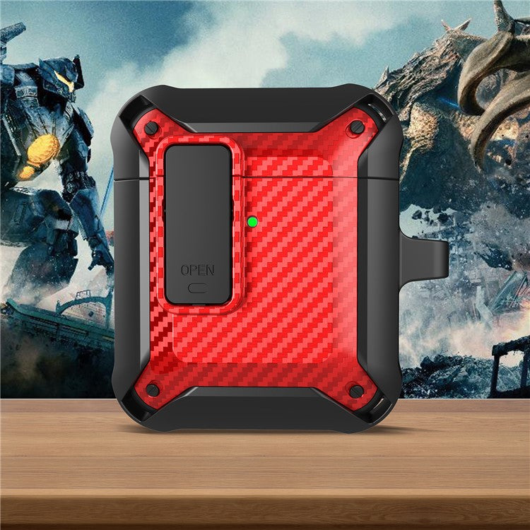 Portable 2 in 1 TPU + PC Frame Earbuds Case Cover Shock-resistant Earphone Charging Case Cover Anti-drop Protective Case for AirPods 1/2 - Black/Red