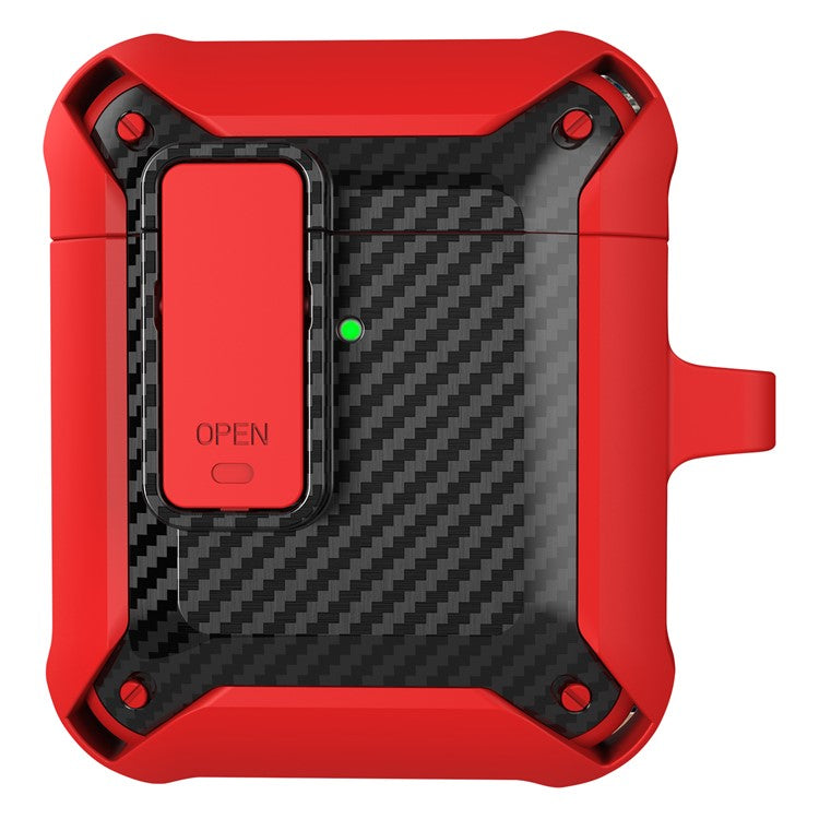 Portable 2 in 1 TPU + PC Frame Earbuds Case Cover Shock-resistant Earphone Charging Case Cover Anti-drop Protective Case for AirPods 1/2 - Red/Black