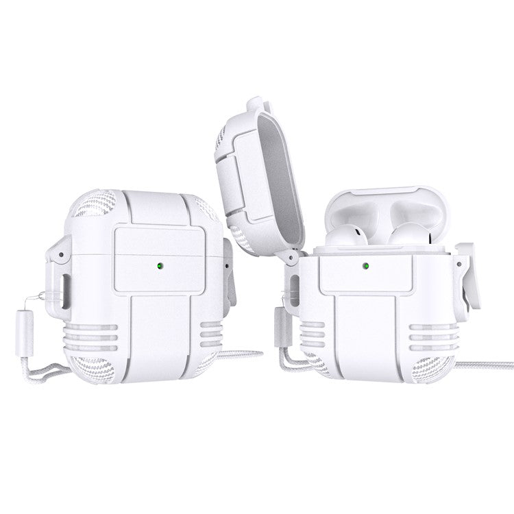 Robot Shape TPU Anti-drop Earbuds Case Protector Scratch Resistant Portable Earphone Charging Case Cover with Strap for AirPods 1/2 - White