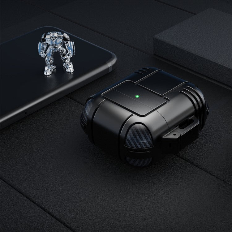 Robot Shape TPU Anti-drop Earbuds Case Protector Scratch Resistant Portable Earphone Charging Case Cover with Strap for AirPods 1/2 - White