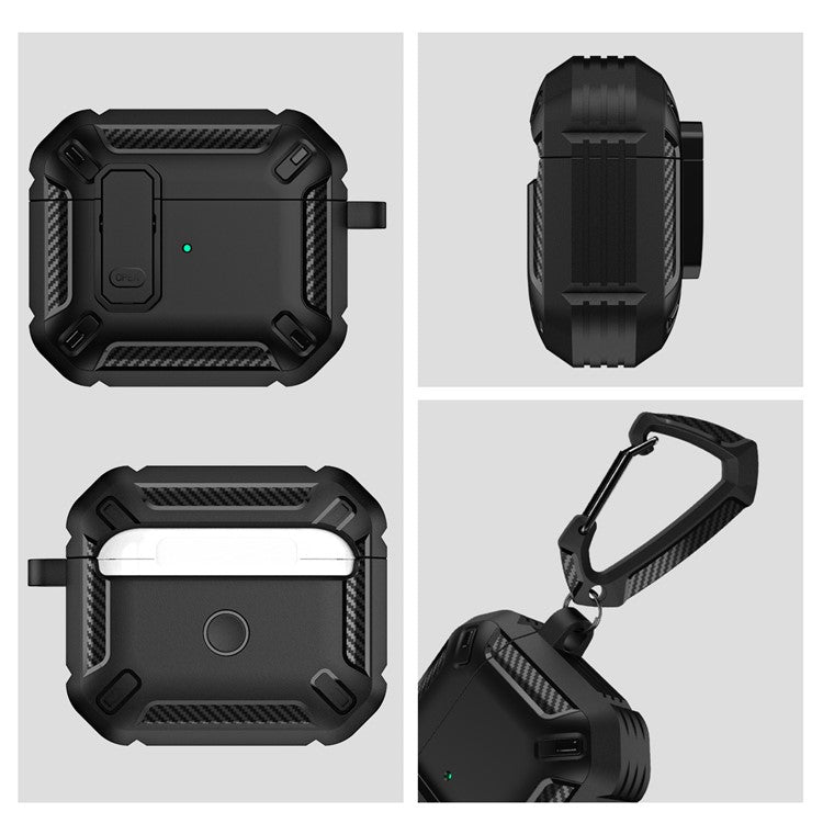 For Apple AirPods 3 TPU + PC Earphone Charging Box Case Anti-fall Protective Cover with Hook - 1