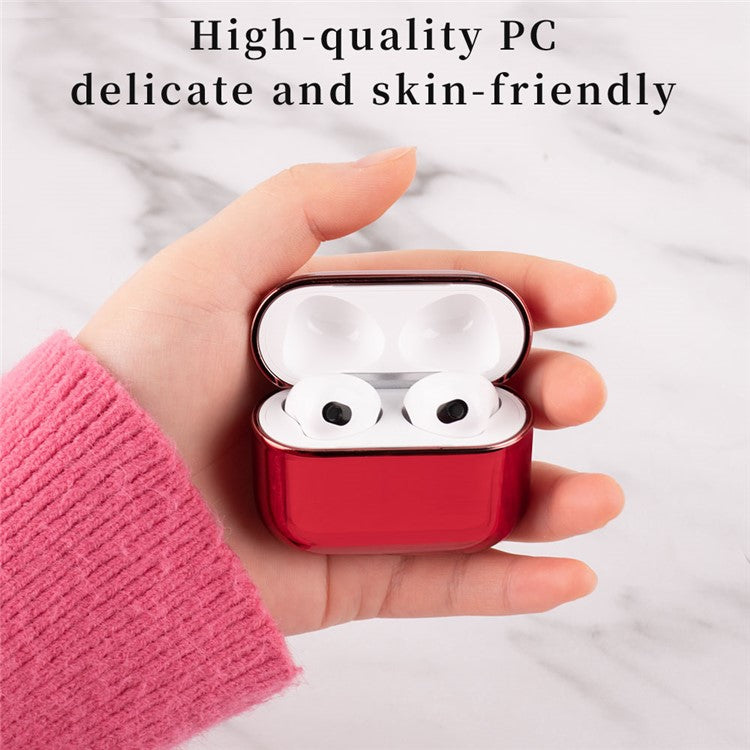 Earphone Storage Case for Apple AirPods 3, Hard PC Electroplating Full Protective Cover - Gold