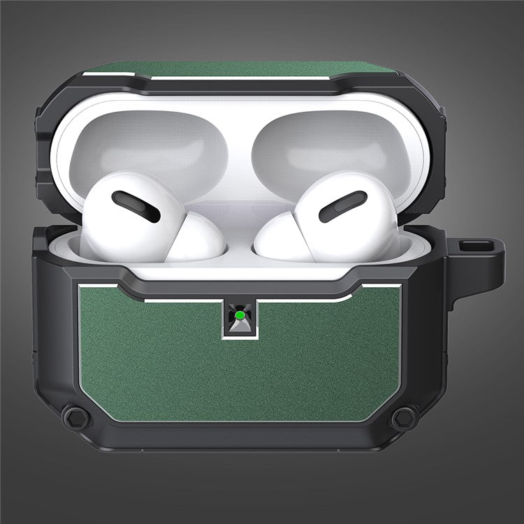 For Apple AirPods Pro Headphones Carrying Case Scratch-Resistant TPU + Hardware Cover with Keychain - Green