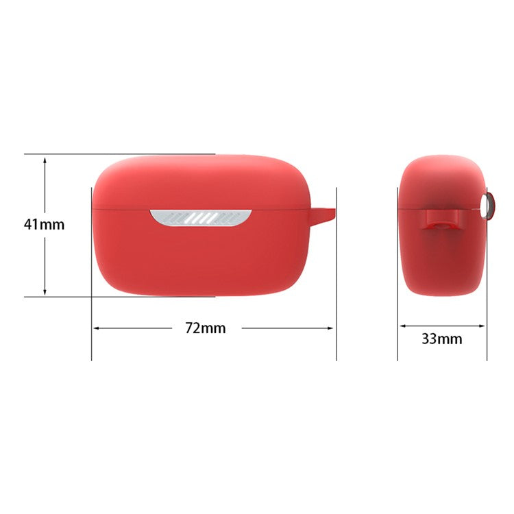 For JBL Live Free NC Soft Silicone Earphone Charging Box Case Protective Cover with Anti-lost Hook - Red