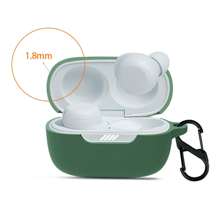 For JBL Live Free NC Soft Silicone Earphone Charging Box Case Protective Cover with Anti-lost Hook - White