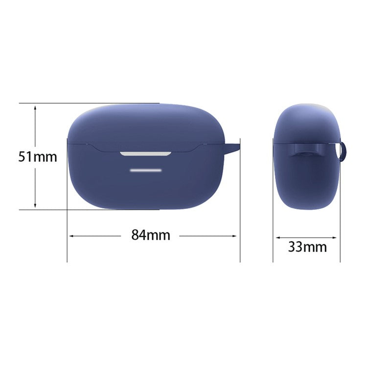 Soft Silicone Earphone Protective Case for JBL ENDURANCE RACE, Headphone Charging Box Cover with Anti-lost Hook - Dark Blue