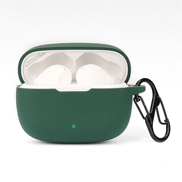 For JBL Wave 200 TWS Bluetooth Earphone Protective Case Soft Silicone Headphone Charging Bin Shell with Buckle - Blackish Green