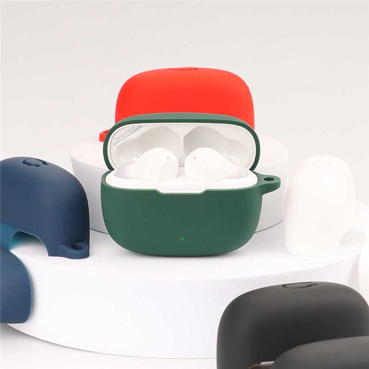 For JBL Wave 200 TWS Bluetooth Earphone Protective Case Soft Silicone Headphone Charging Bin Shell with Buckle - Blackish Green