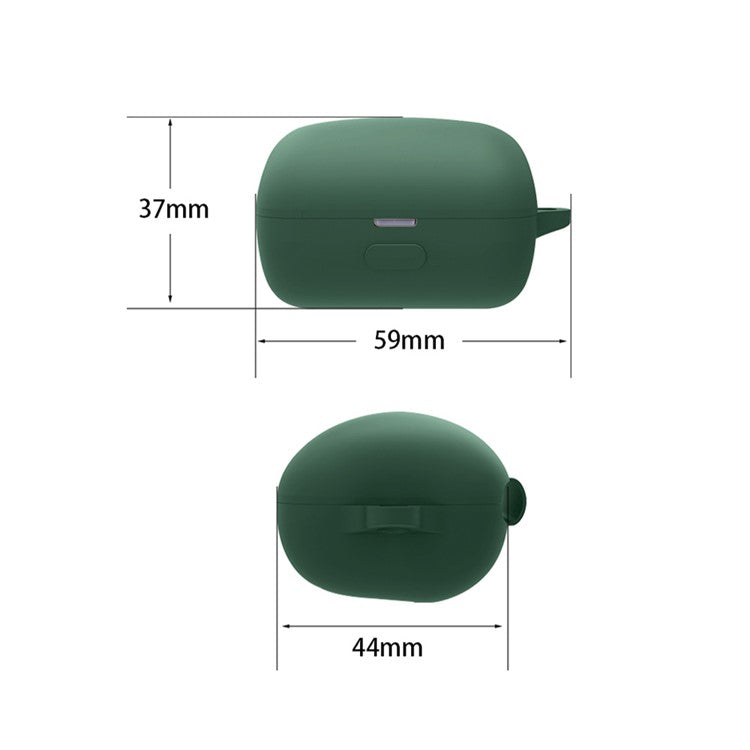 For Sony WF-L900 Earphone Charging Box Silicone Protective Case Bluetooth Earbuds Cover with Buckle - Blackish Green