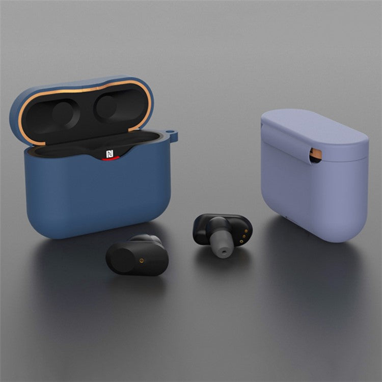 For Sony WF-1000XM3 Soft Silicone Earphone Case Anti-fall Earbuds Charging Box Protective Cover - Black