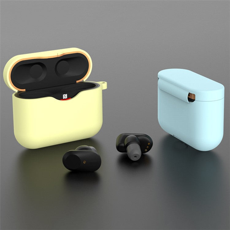 For Sony WF-1000XM3 Soft Silicone Earphone Case Anti-fall Earbuds Charging Box Protective Cover - Black