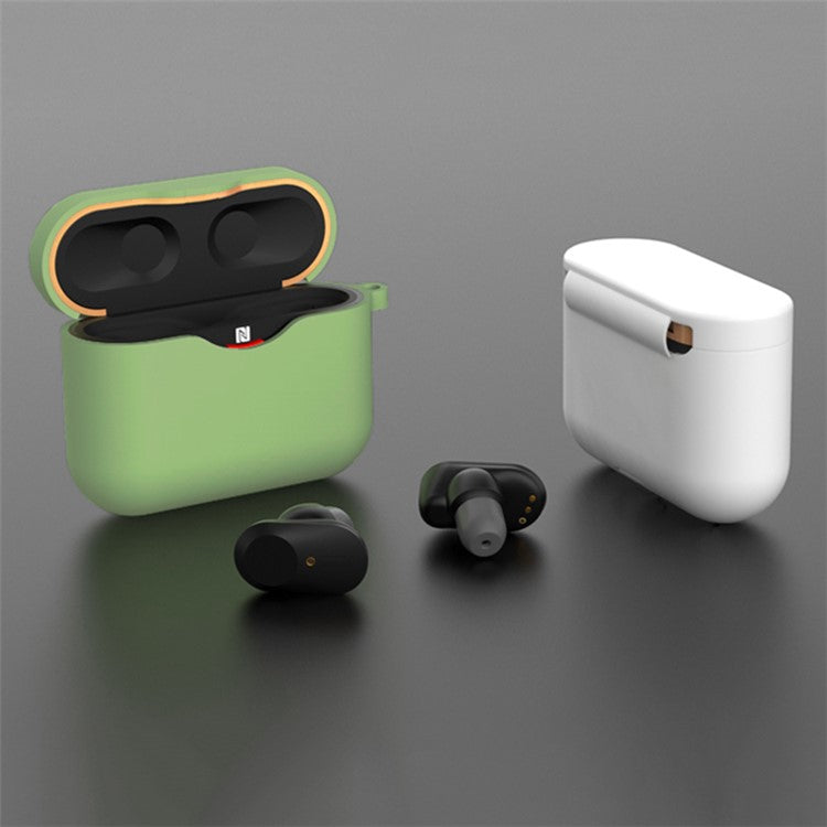 For Sony WF-1000XM3 Soft Silicone Earphone Case Anti-fall Earbuds Charging Box Protective Cover - Black