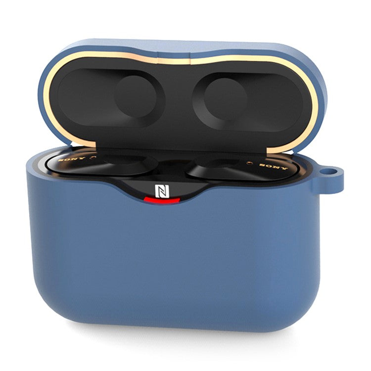 For Sony WF-1000XM3 Soft Silicone Earphone Case Anti-fall Earbuds Charging Box Protective Cover - Midnight Blue