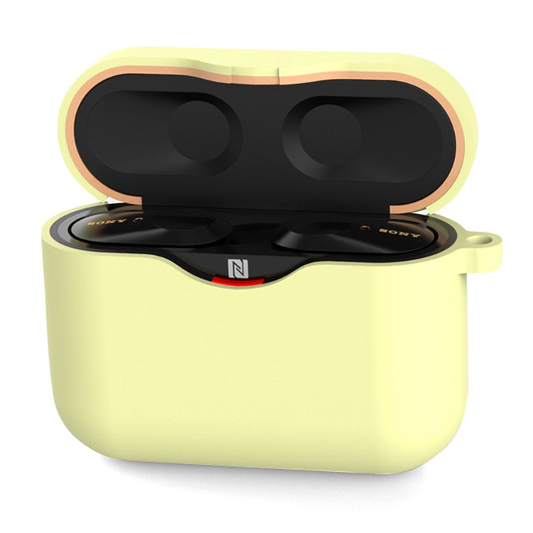 For Sony WF-1000XM3 Soft Silicone Earphone Case Anti-fall Earbuds Charging Box Protective Cover - Light Yellow