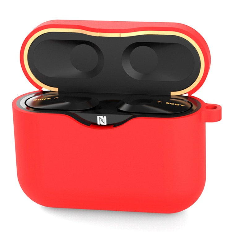 For Sony WF-1000XM3 Soft Silicone Earphone Case Anti-fall Earbuds Charging Box Protective Cover - Red