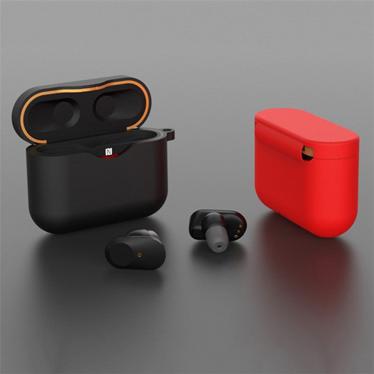 For Sony WF-1000XM3 Soft Silicone Earphone Case Anti-fall Earbuds Charging Box Protective Cover - Red