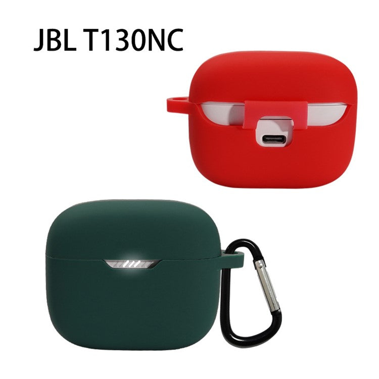 For JBL TUNE 130NC Bluetooth Earphone Silicone Protective Case Headphone Anti-fall Cover with Anti-lost Buckle - White