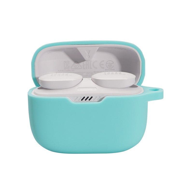 For JBL TUNE 130NC Bluetooth Earphone Silicone Protective Case Headphone Anti-fall Cover with Anti-lost Buckle - Mint Green