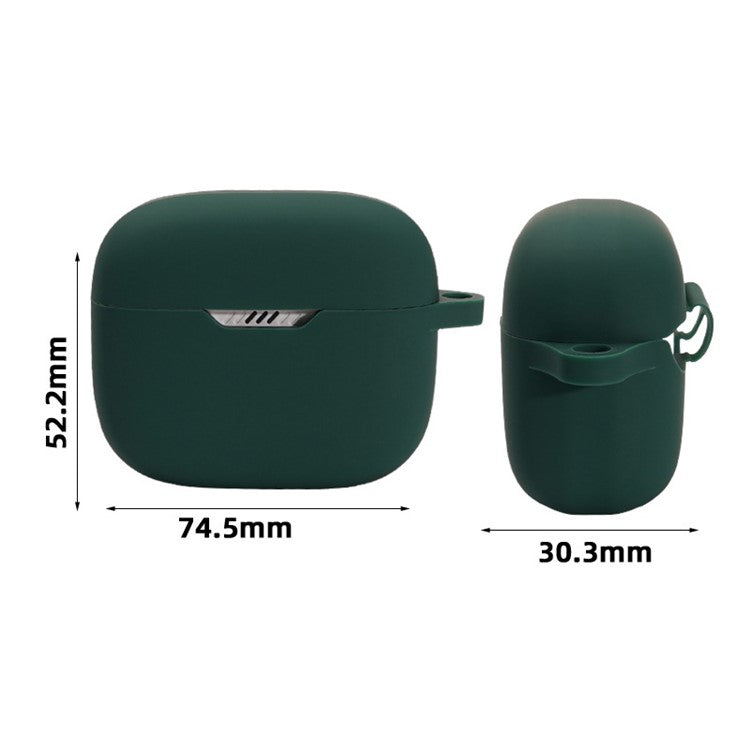 For JBL TUNE 130NC Bluetooth Earphone Silicone Protective Case Headphone Anti-fall Cover with Anti-lost Buckle - Mint Green