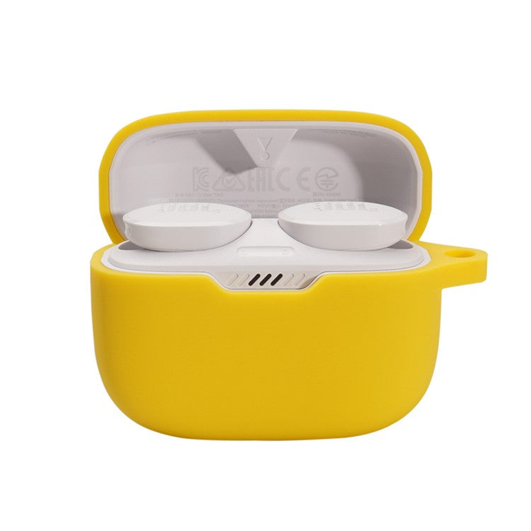 For JBL TUNE 130NC Bluetooth Earphone Silicone Protective Case Headphone Anti-fall Cover with Anti-lost Buckle - Yellow